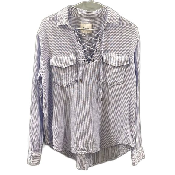 Rails Mateo Cabo Stripe Linen Shirt S - Picture 4 of 9